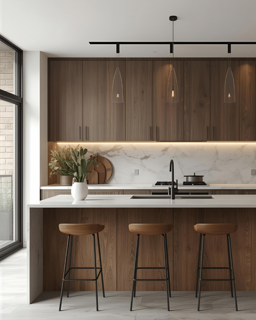 A modern kitchen with feature lighting in Hove